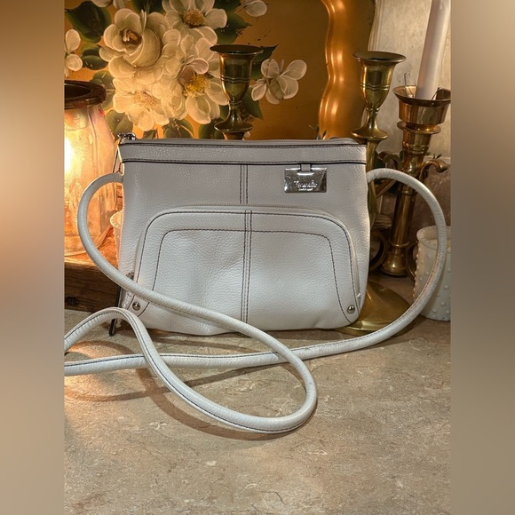 Tignanello White with Gold Signature lining Crossbody Bag with built in wallet. - Picture 1 of 13